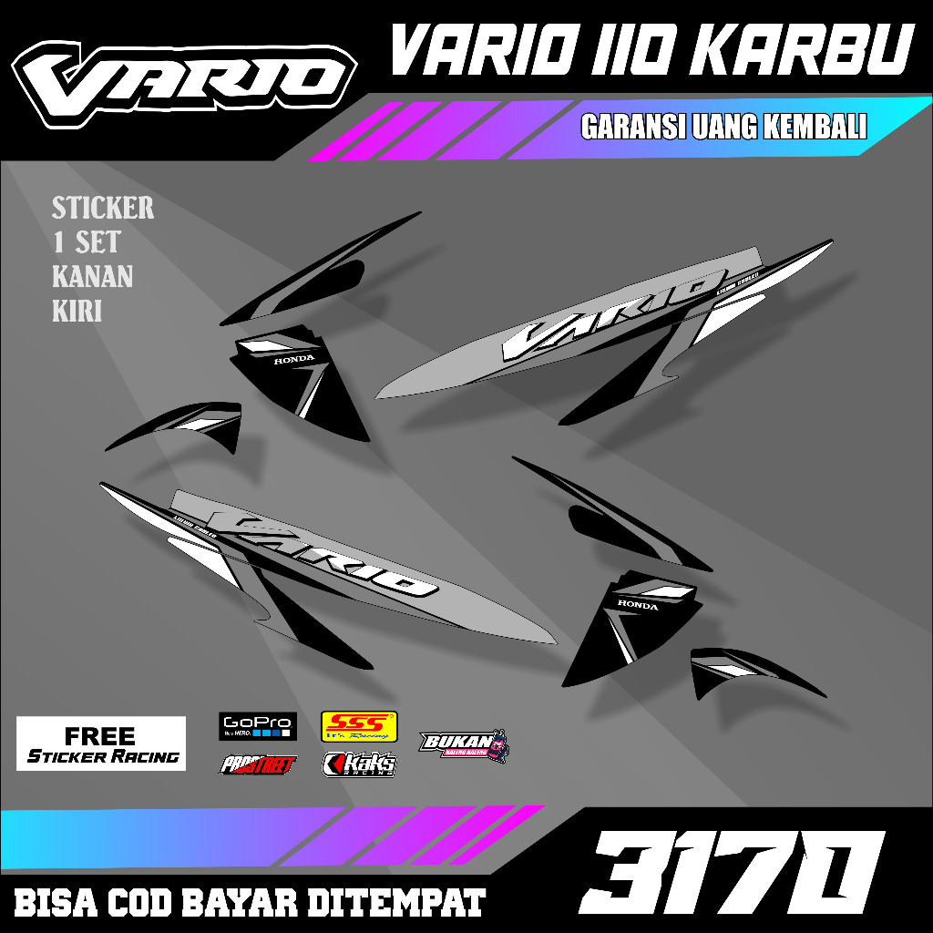 STRIPING VARIO 110 KARBU KODE M3170 SETRIPING SETIKER STICKER VARIASI MOTOR VARIO 110 KARBU