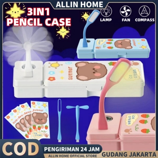 

Allinhome Kotak Alat Tulis Multifungsi 3IN1 Kipas Angin/Lampu Meja Tempat Pensil / Kotak Pensil Kreatif