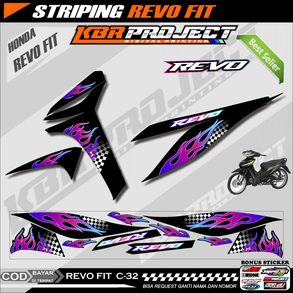 REVO FIT STIKER STRIPING MOTOR KEREN LIS VARIASI REVO FIT STIKER MOTOR HONDA DESAIN KEKINIAN