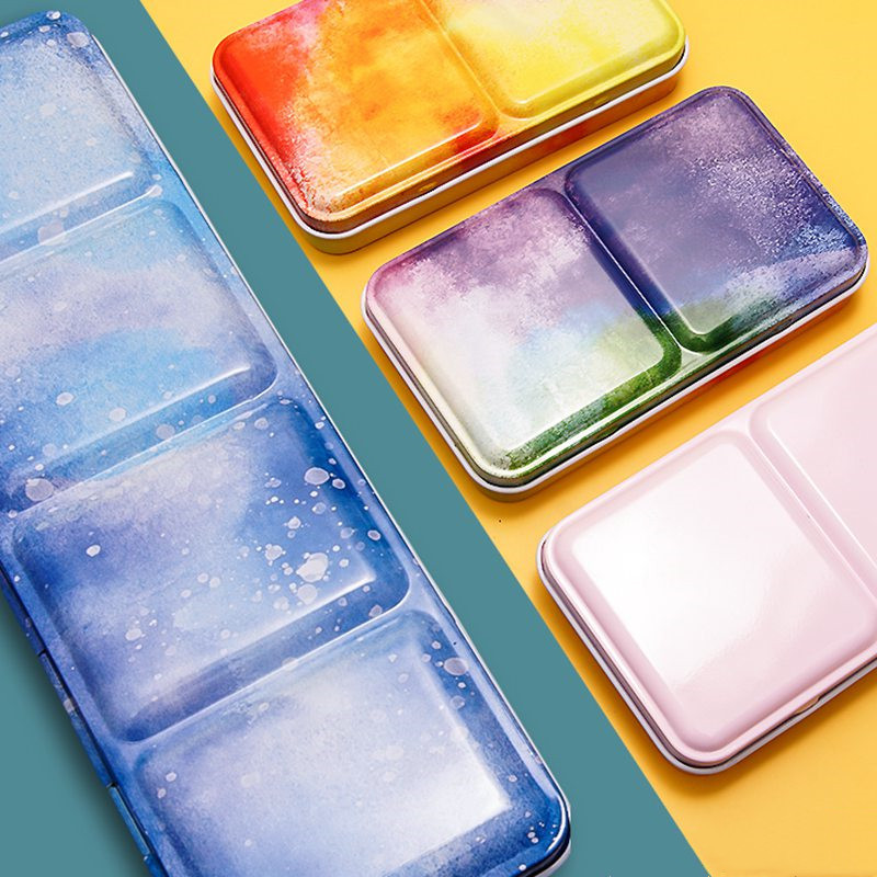 

Starry Watercolor/Oil/ Acrylic Paints T Box Empty Palette Painting Storage Paint Tray Box with Half Pans For Art Supplies