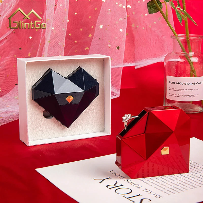 

Diamond Heart Ring Box - Kotak Cincin Lamaran, Desain Hati Tekan, Hadiah Wedding Unik