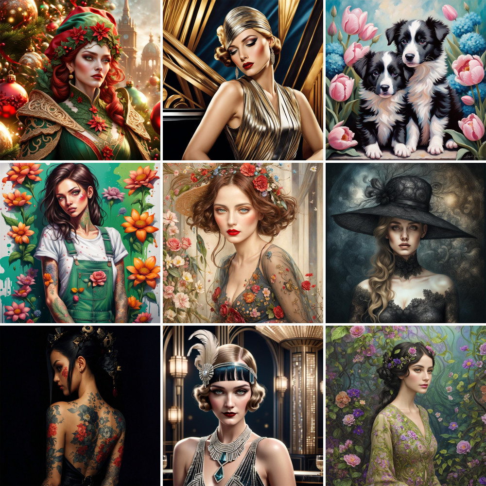 

Portrait Girl Flowers Printed 11CT Cross Stitch DIY Embroidery Set Handiwork Handicraft Painting Needlework Magic Different Gift