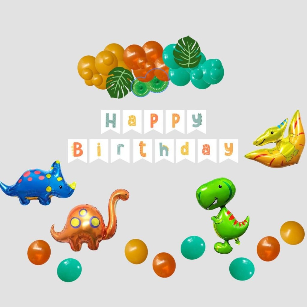 Party Set Decoration for Birthday Dino Theme | Balon Pesta Dekorasi Dinosaurus