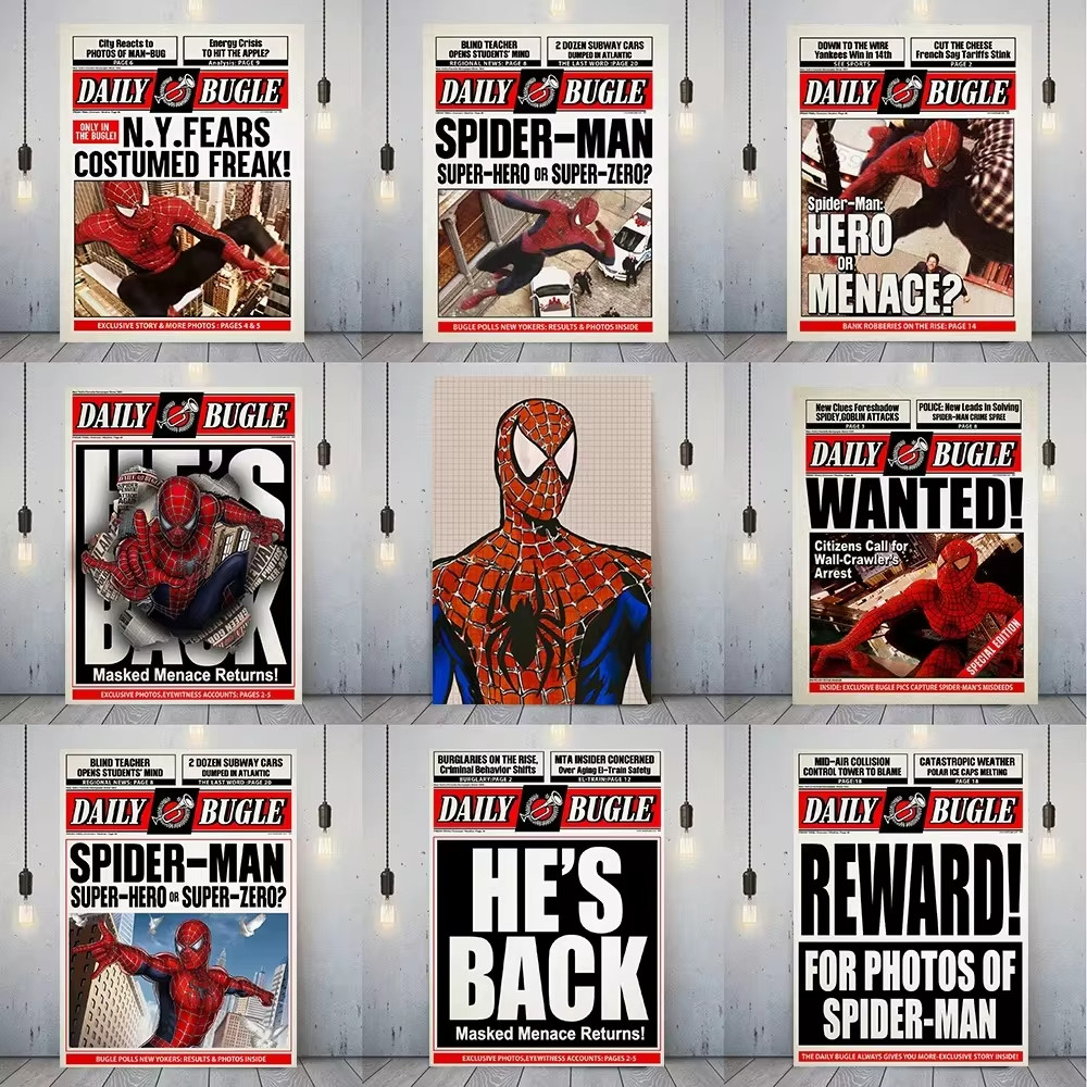 

Marvel Funny Spiderman Poster And Print HE'S BACK Canvas Painting Comic Wall Art Living Room Home Decoration Gift