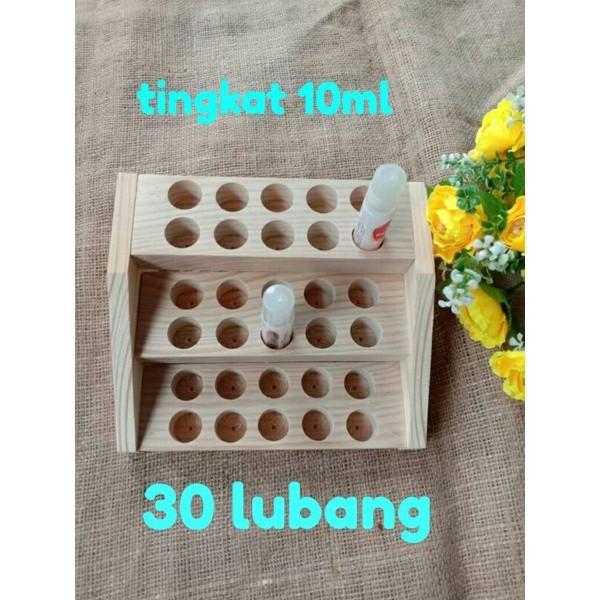 Tersedia tatakan parfum tingkat 10ml/display parfum kayu/rak parfum tingkat