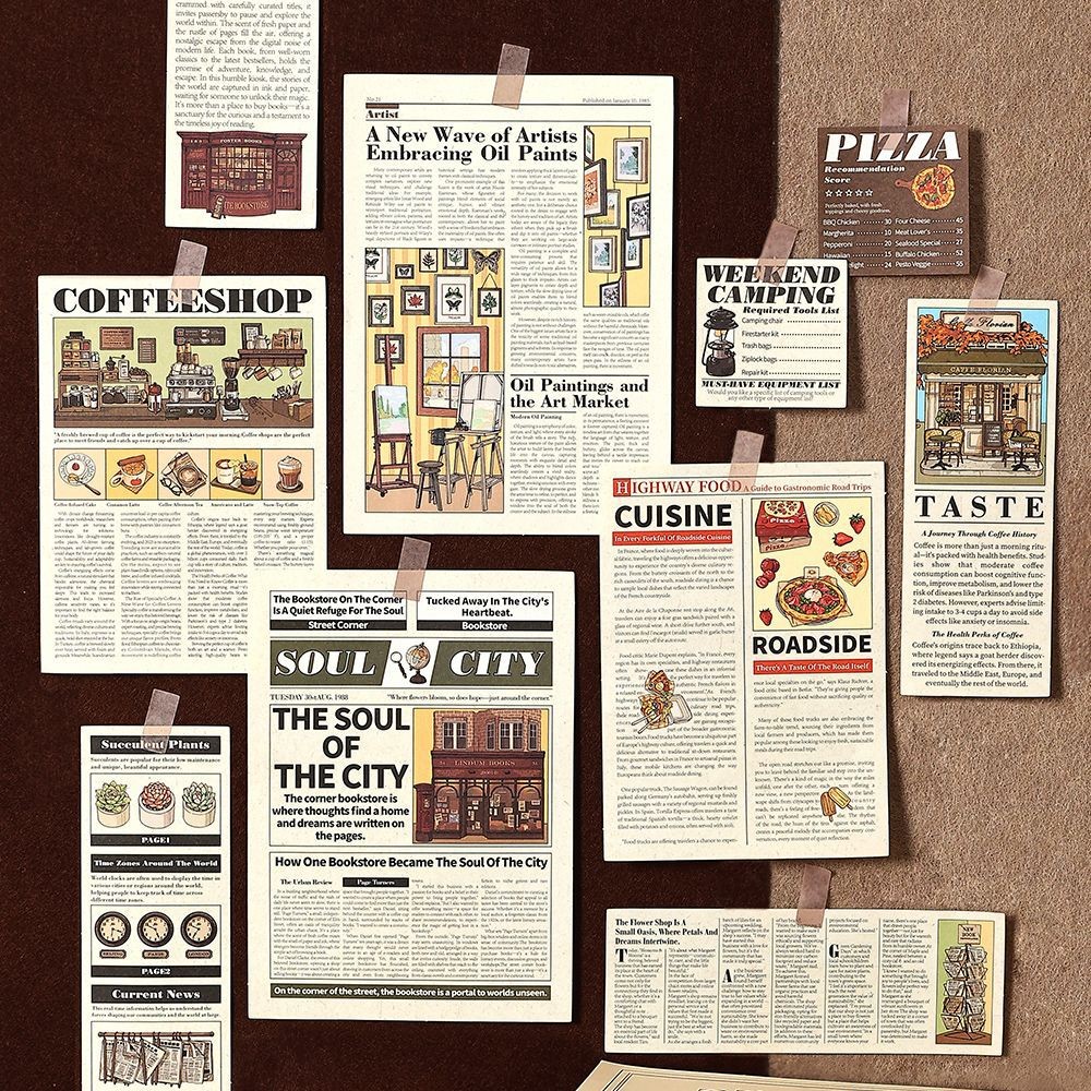 

[HARU] Weekly News Series Deco Paper Decorative Paper Stamp Style DIY Journaling Scrapbook Diary Decor Paper Vintage