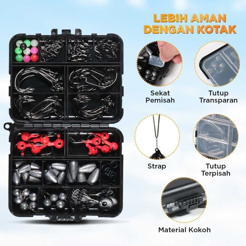 148 PCS Set Perlengkapan Kail Pancing Mancing Pancing Fishing Hook Tackle Box