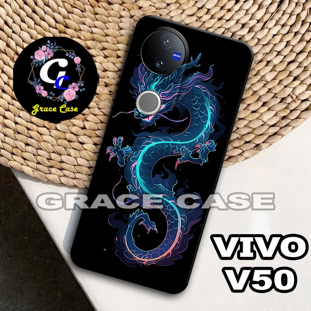 (GC13) Softcase karet Hp VIVO V50 | Case Motif Gambar Dragon | Case VIVO V50  Silikon Tpu Pro Camera