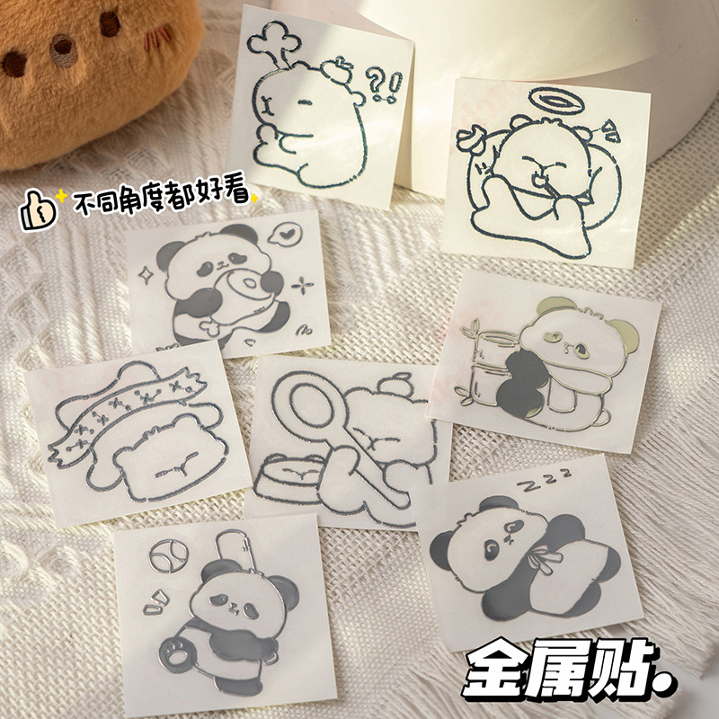 

Small animal metal stickers cute high value stickers panda style phone case decoration waterproof cartoon stickers