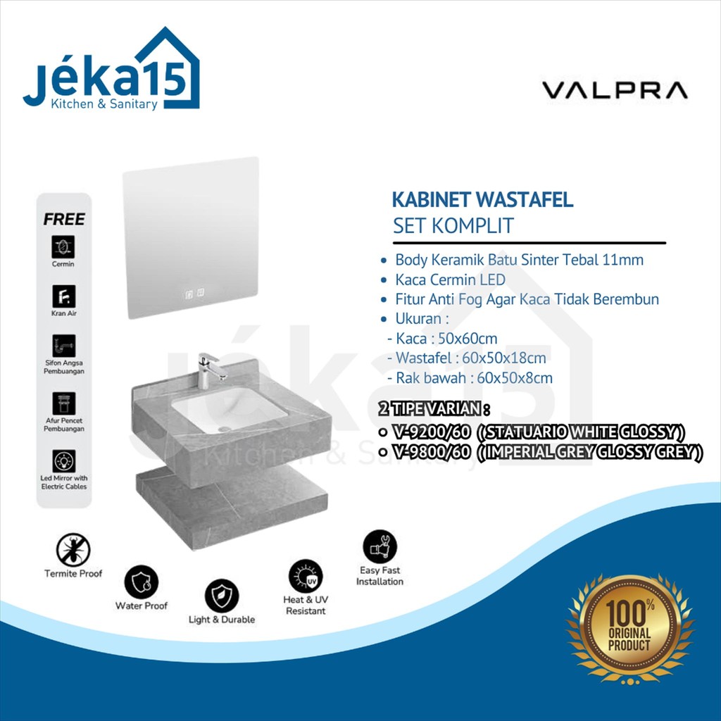 Valpra Wastafel Kabinet Set Komplit | Kabinet Kamar Mandi