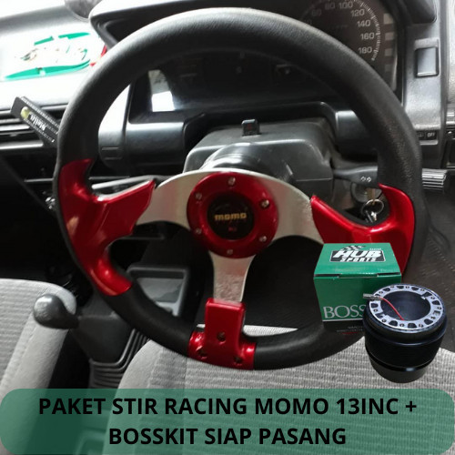 PAKET STIR RACING MOMO 13inch + BOSKIT DUDUKAN STIR RACING