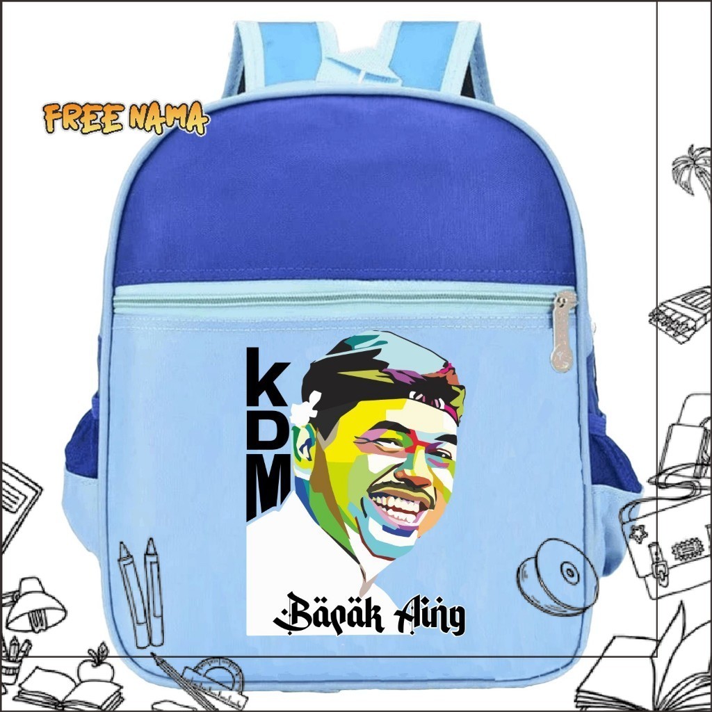 QP Tas Ransel Anak Sekolah Gambar Kang Dedi Mulyadi KDM Unisex Fashion Style