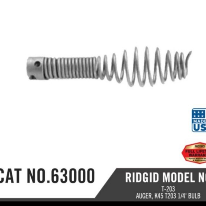 

Parts K-45 Auger T203/7/8" BULB - Ridgid 63000
