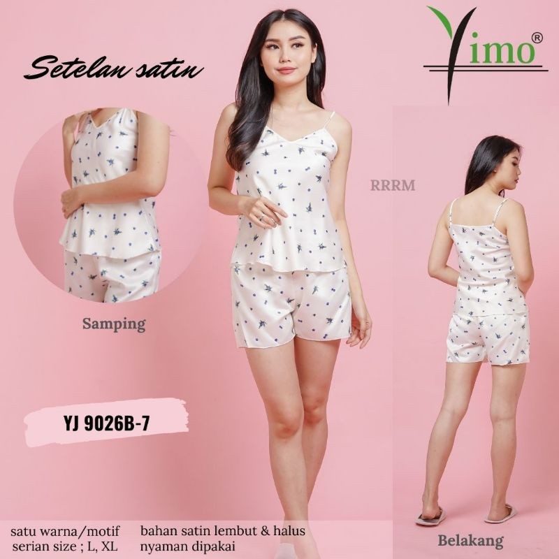 CUCI GUDANG Baju Tidur Wanita Satin Import Murah / Stelan Piyama Tanktop Satin Import