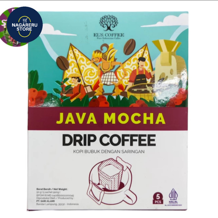 

El's coffee java mocha drip coffee (kopi bubuk dengan saringan 50 gr (10 x 5 sachet)
