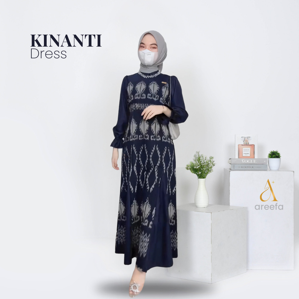 Dress Gamis Etnik Tenun Premium Remaja Wanita Warna Navy Jumbo Dress Tenun Etnik Kombinasi Gamis Pre