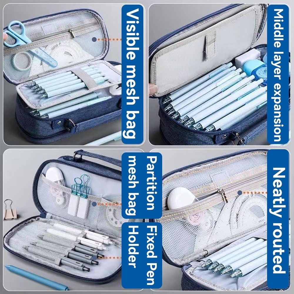 

Tempat Pensil Berkapasitas Besar - Perlengkapan Multifunction Double Layer Pen Bag - Tas Pensil dengan banyak kantongH333