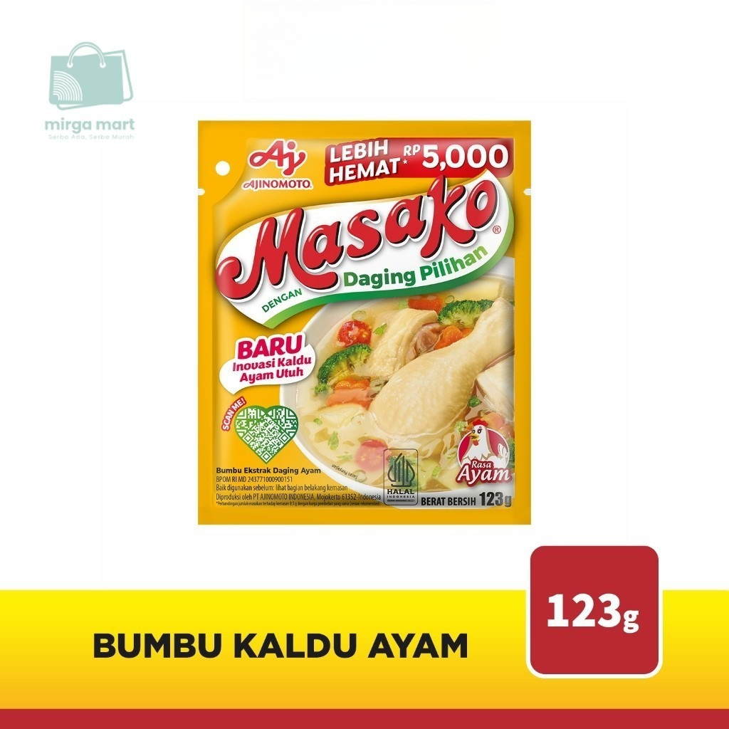

Masako® Bumbu Kaldu Ayam Halal 123g Rasa Lezat