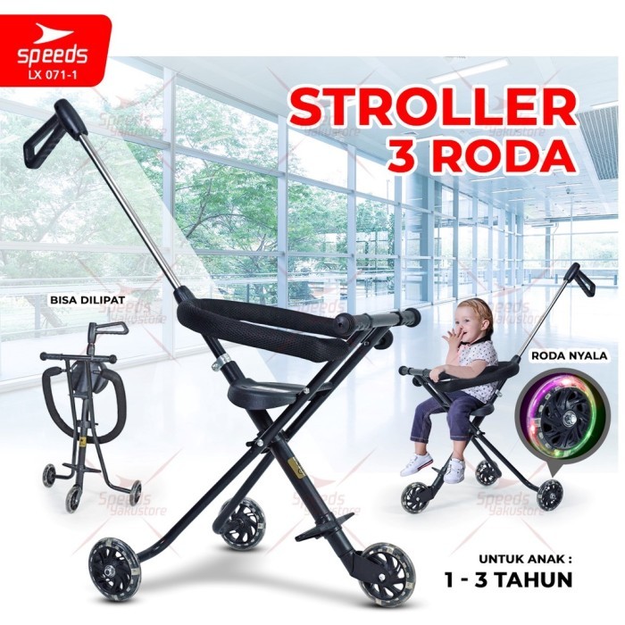 SPEEDS Kereta Dorong Bayi Anak Stroller Bayi Anak Lipat Roda 3 Baby
