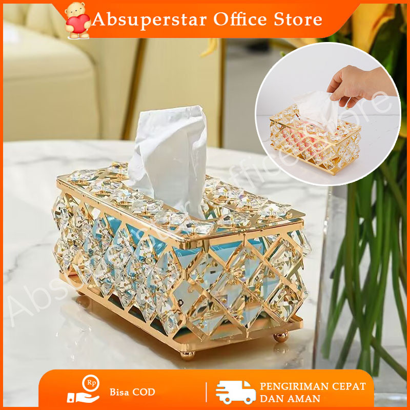 Kotak Tisu Kristal Kotak Tisu Tempat Tissue Gold Tisu Kaca / Kotak Tissue Kristal /Tempat Tisu Emas