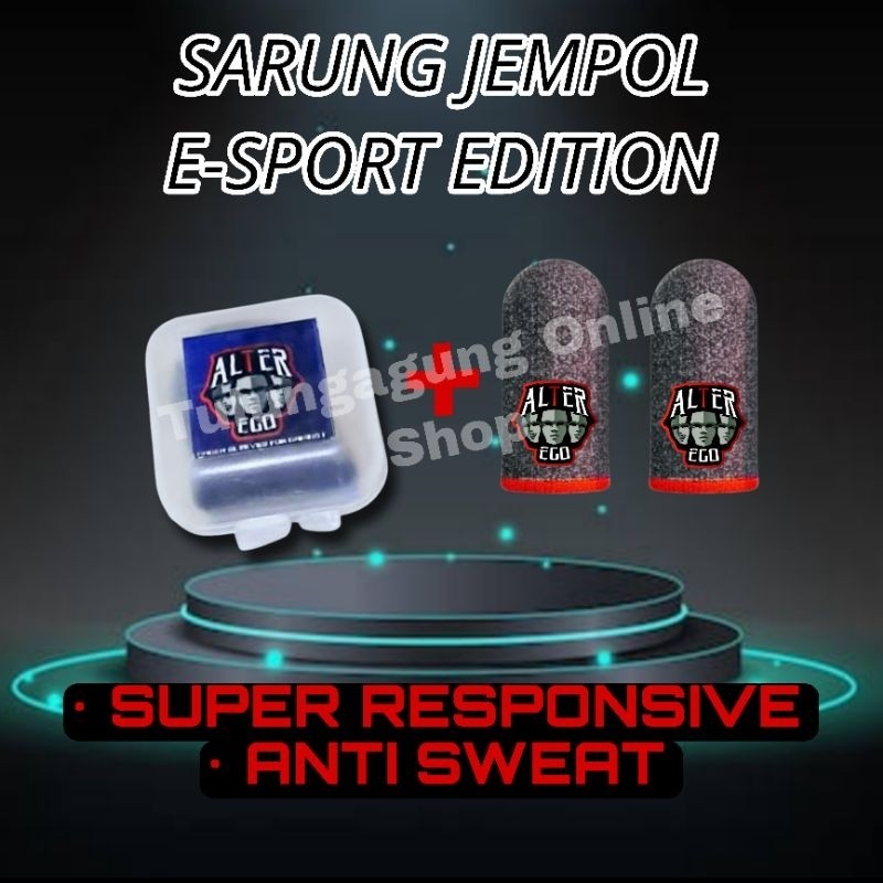 SARUNG JEMPOL + BOX ESPORT EDITION Sarung jempol, Sweatproof, MAX Sensitif  EVOS,RRQ,BIGETRON,DEWA U