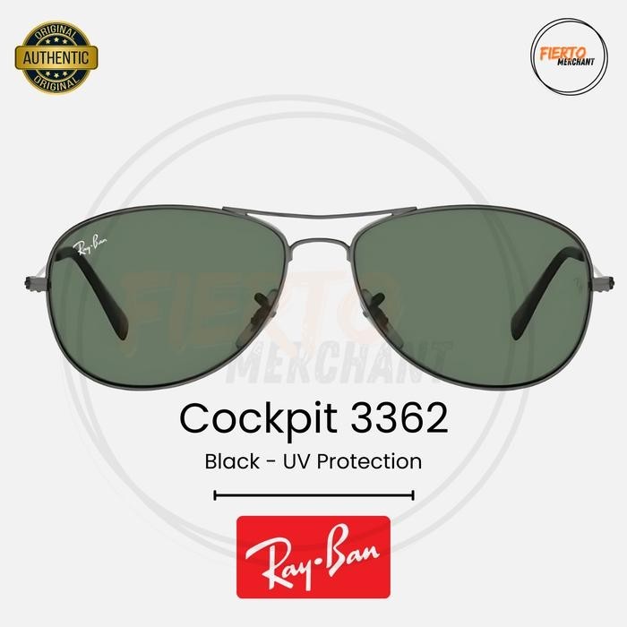 Kacamata Rayban Cockpit Pilot 3362 Ori/Original Sunglasses Hitam Anti UV Protection