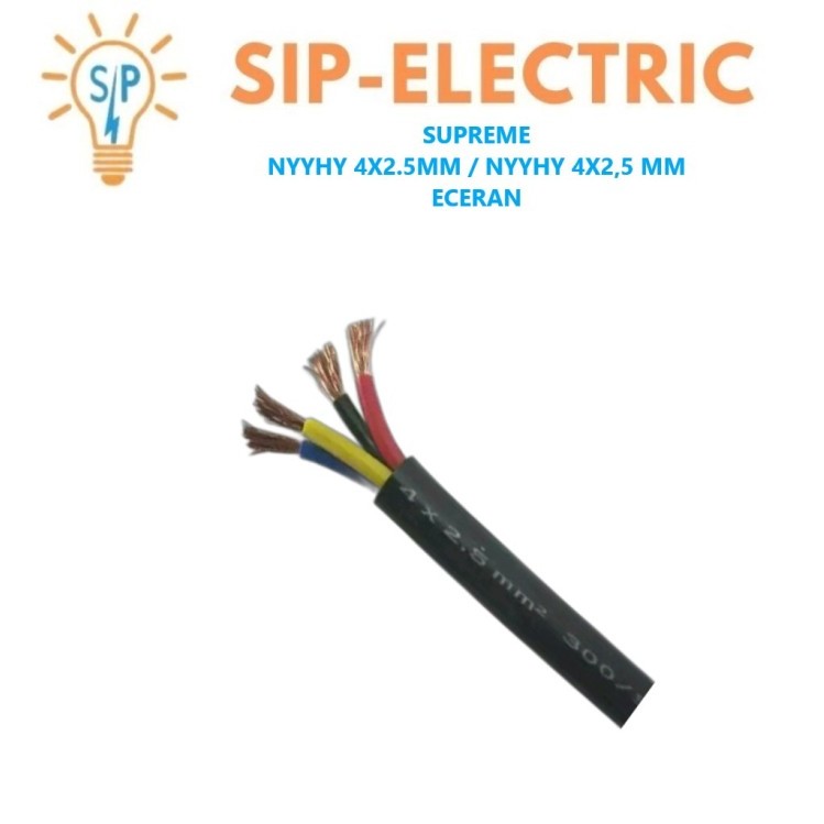 Kabel Supreme Nyyhy 4X2.5 Mm Hitam Serabut Rambut Eceran / Supreme Nyyhy 4X2,5 Mm