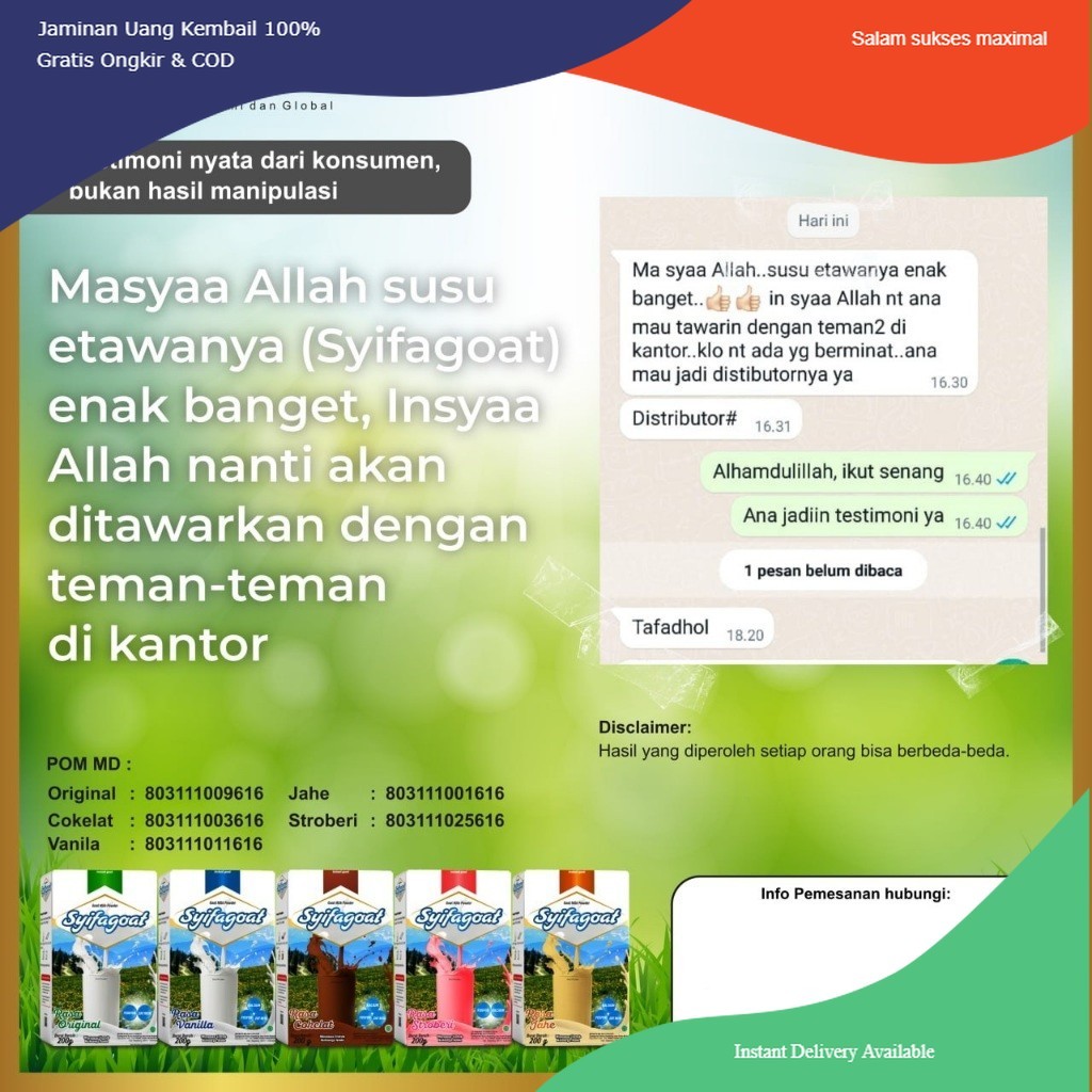 

Susu syifagoat Kalsium Tinggi Solusi Sendi, Tulang, Dan Gigi Bandung Kulon Herbal Profemale
