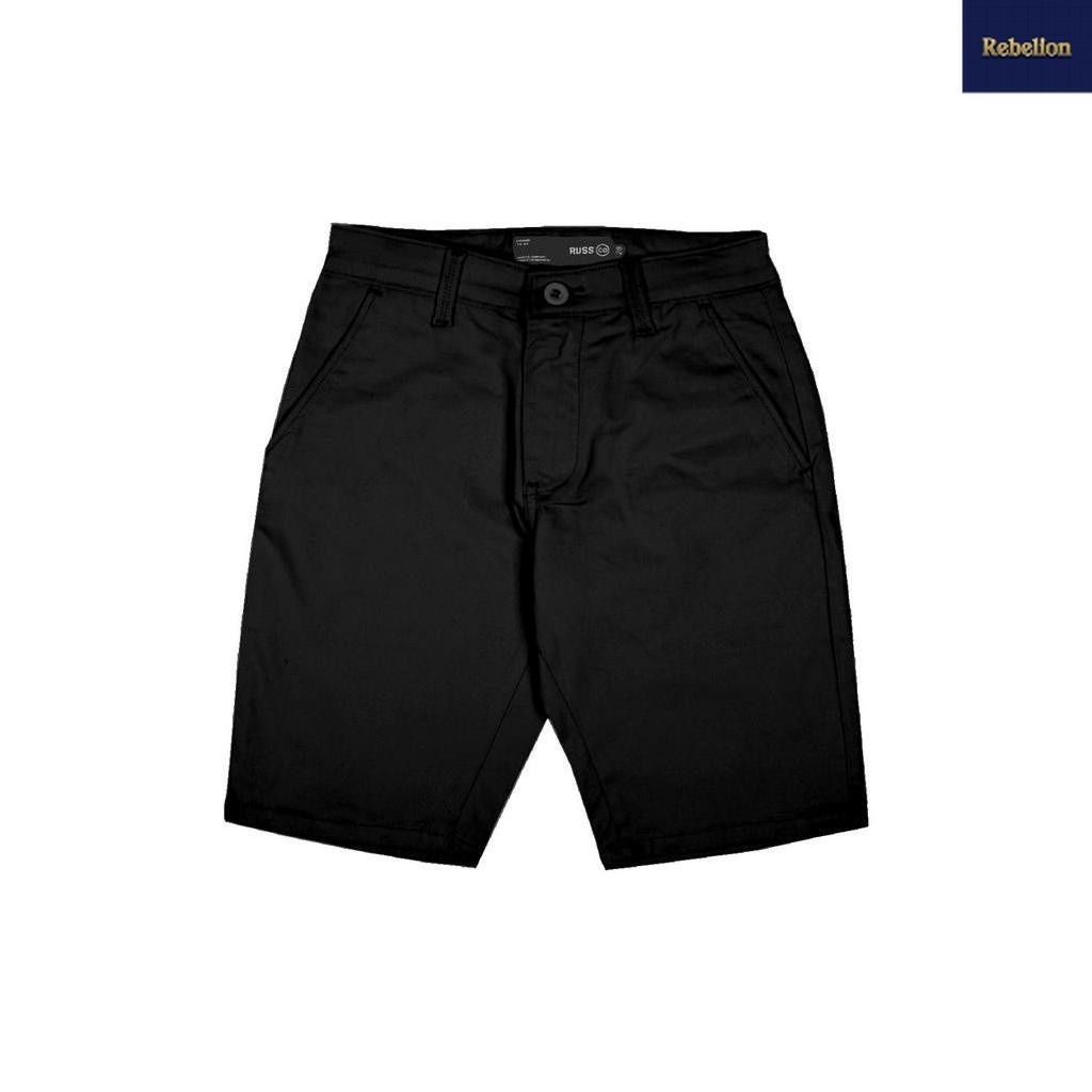 Russ Pants Celana Chino Pendek Pria Suspect Black ( Up To Big Size )