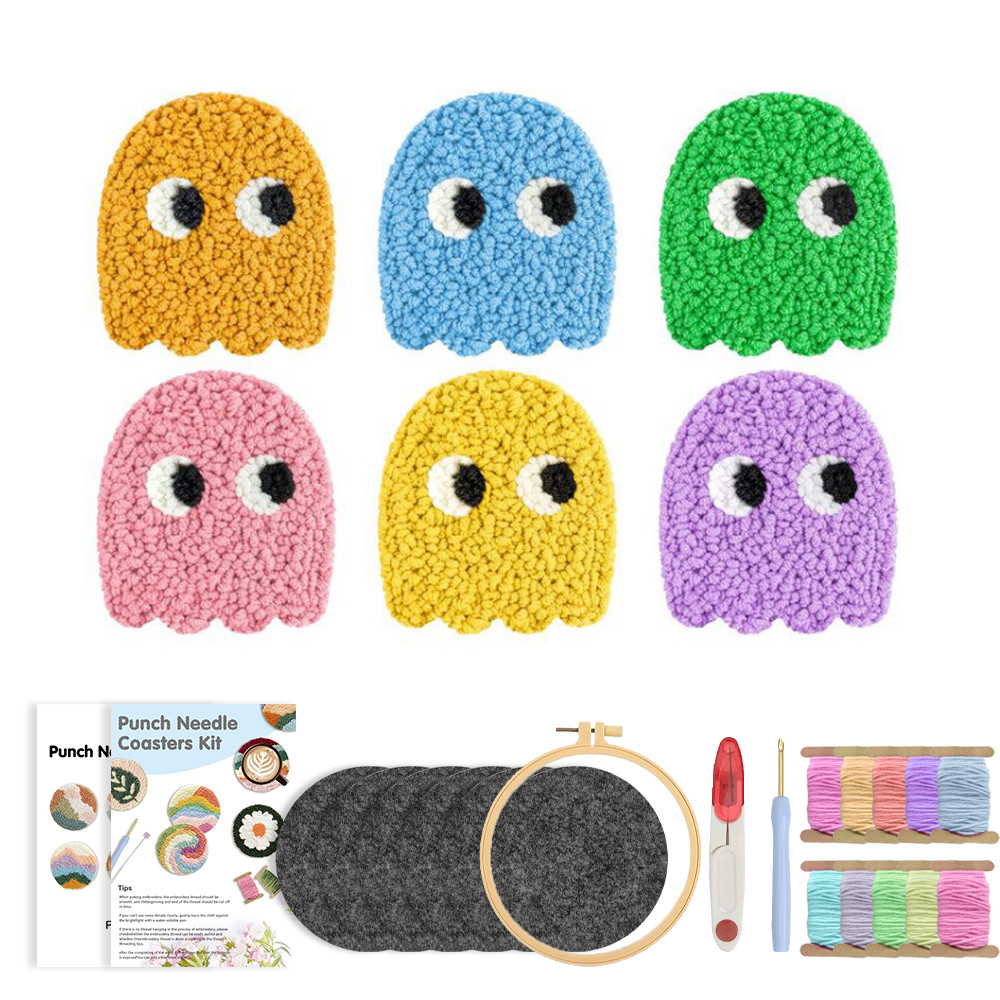 

Colorful Monster Punch Needle Coaster Kit 6PCS Easy DIY Punch Needle Embroidery Kit for Beginners AdultsArt Craft Supplies