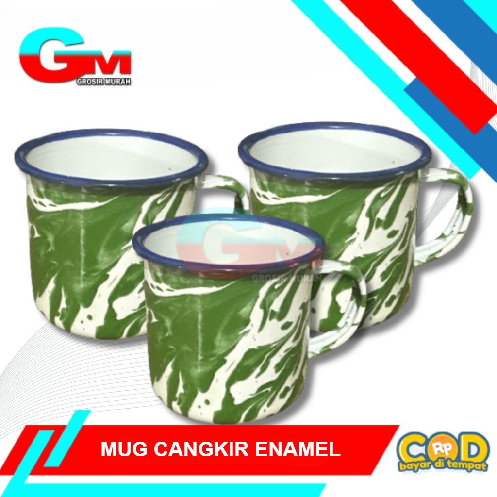 Mug Cangkir Jadul Blirik Enamel 7cm Keraton / Gelas Jadul Plus Tutup