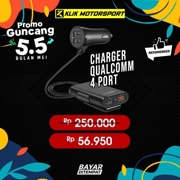 

Car Charger Mobil Fast Charging 3.1A Qualcomm Quick Charger 4 Port USB