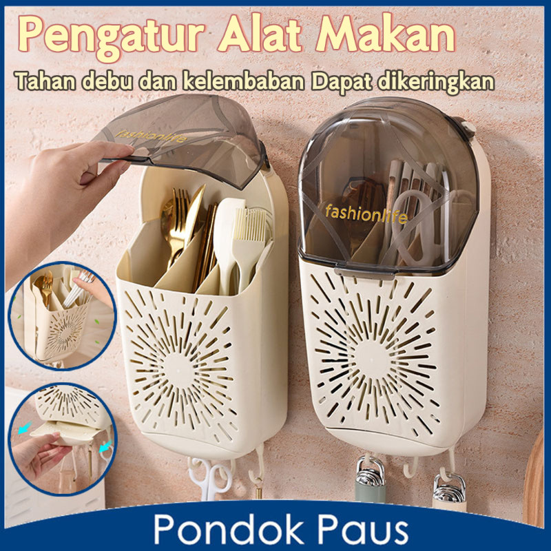 Tempat Sendok Garpu /Serbaguna Gantung  Tempat Sendok Garpu /Tertutup Tempel Dinding Kotak Organizer
