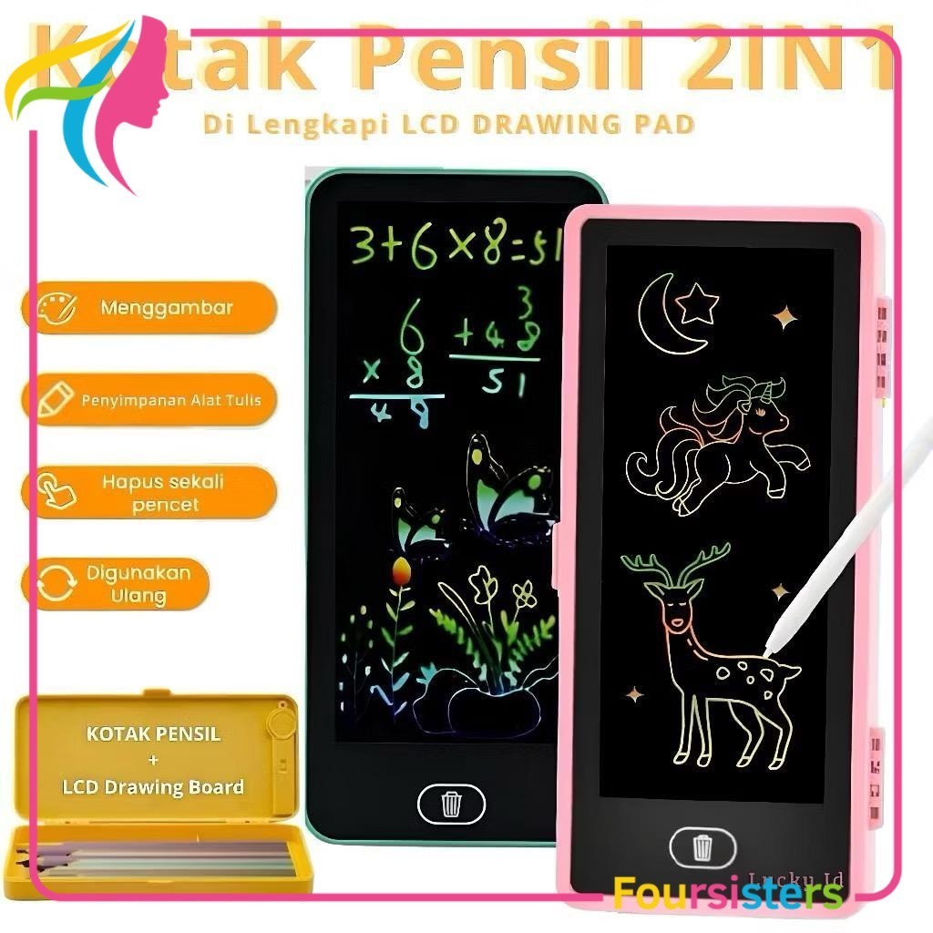

6.6 [FS] Kotak Pensil Case Besar Lcd Writing Drawing Box Case Ukuran Besar Pencil Drawing Pad Edukasi 2in1