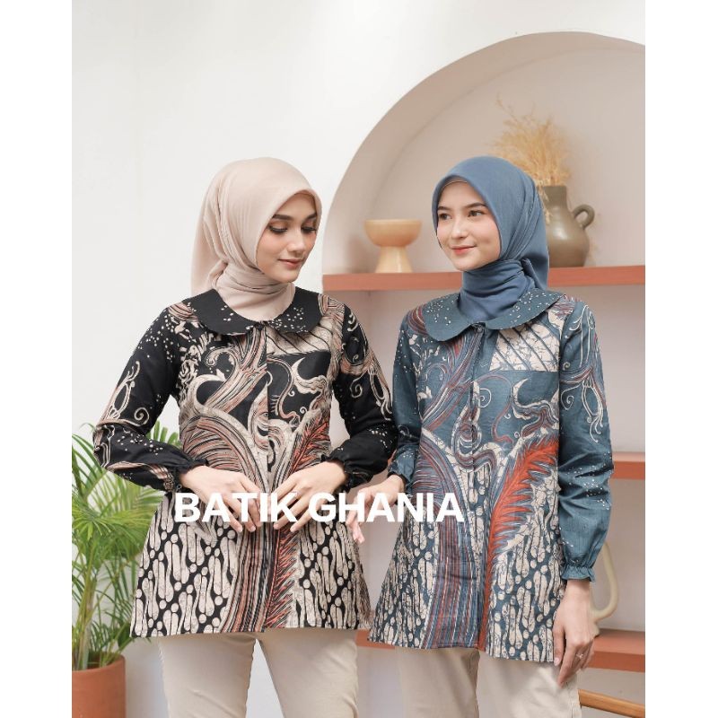 MUNIKSOSHOP  Batik wanita Baju batik wanita modern blouse batik wulu by batik ghania