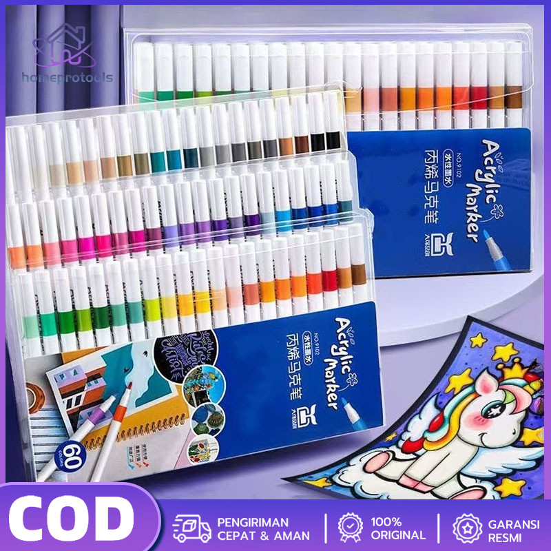 

48 /80 Colors Pen Akrilik Marker Warna Cepat Kering Tahan Air Spidol Acrylic Painter Menggambar Kreativitas Seni Edukasi Anak Set Spidol Akrilik Akrilik DIY Painting Spidol Pastel Pulpen Highlight Drawing Warna spidol warna warni 1 set