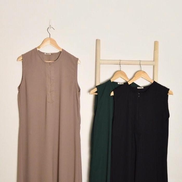 DRESS INNER SPAN JERSEY TANPA LENGAN / INNER DRESS GAMIS WANITA (COD) - HITAM