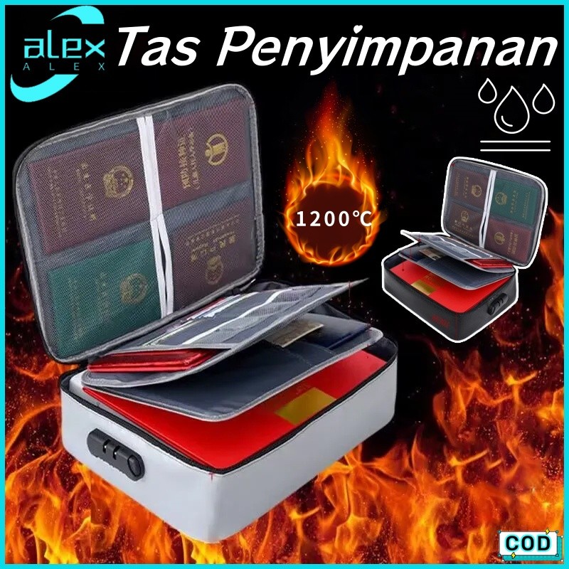 

Tas Dokumen Tahan Api Dan Air /Tas Penyimpan Dokumen /Menyimpan Dokumen & Paspor /Tas Travel Paspor Gadget Organizer Double Zipper Lock Waterproof