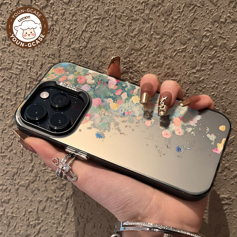 Anime cartoon characters Colorful oil painting flowers Case Kompatibel Untuk iPhone XR 11 15 13 12 1