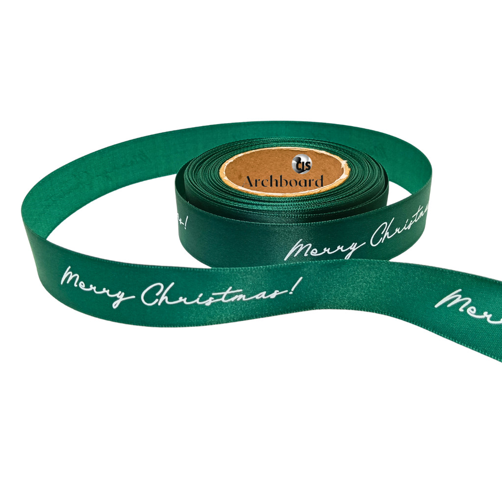 

Pita Kardo Motif Natal / Christmas Ribbon 2,5 cm Warna Hunter Green (1 Gulung)
