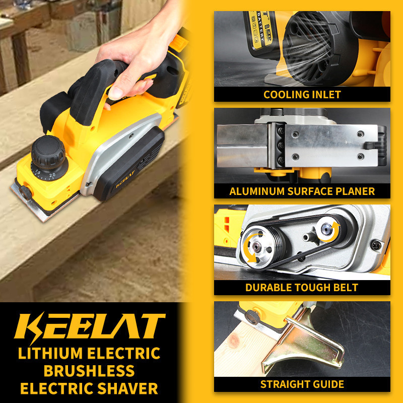 KEELAT KPROKCBP01 Cordless Mesin Serut Kayu Planer 82mm Electric Planner Mesin Serut Tangan Cocok