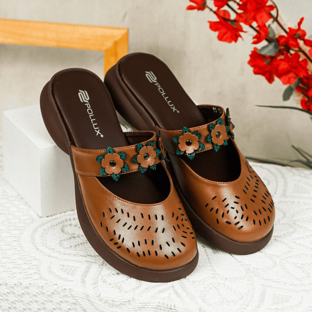Pollux E-Wear WPOMO 13 - Sandal Wanita Bahan Kulit | Wedges Wanita | Sepatu Sandal Wanita