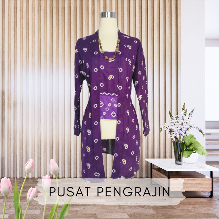 

Kebaya Kutubaru Jumputan Panjang - Hitam, S