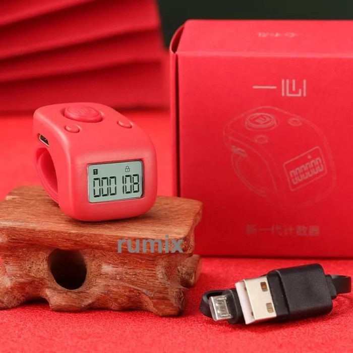 Tasbih digital Rechargeable generasi  tally counter hold silent - Merah