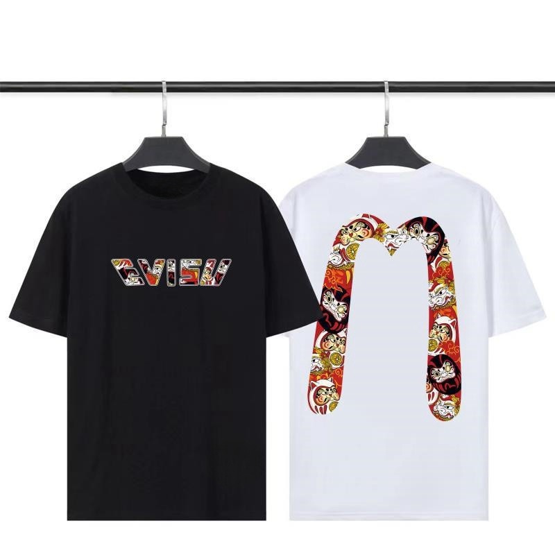 Kaos Distro EVISU  Pria Wanita d Baju Boxy Fit T Shirt - Official Merchandise