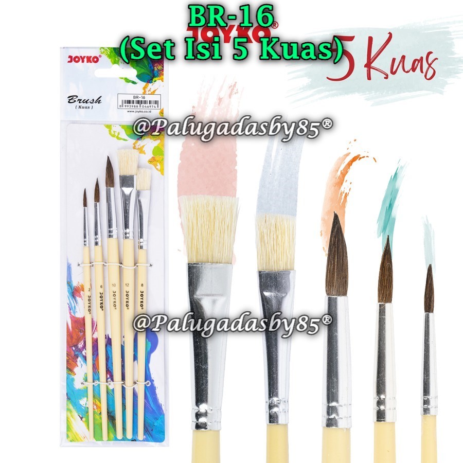 

(1 Set/5 Pcs) GROSIR Kuas Cat Air JOYKO BR-16 / Kuas Cat Air Cat Minyak Lukis Acrylic Joyko BR-16
