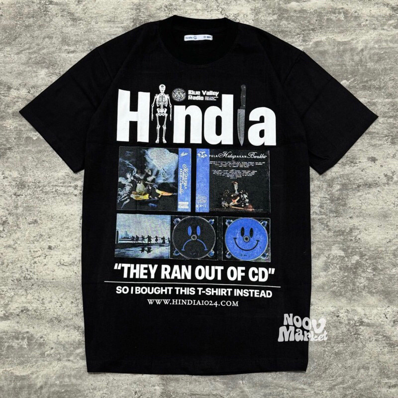 Tshirt HINDIA - CD Blue Valley Radio Black Cotton combad 24s Kaos Hindia Hitam