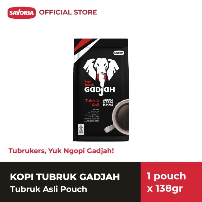 

HOT PRICE - Kopi Tubruk Gadjah Asli Pouch 138 g - Bubuk Kopi Hitam 138g Kopi Price