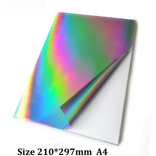 

Size 210*297mm Silver Holographic Rainbow Glossy Self Adhesive Vinyl Sticker For Scrapbooking Paper Craft