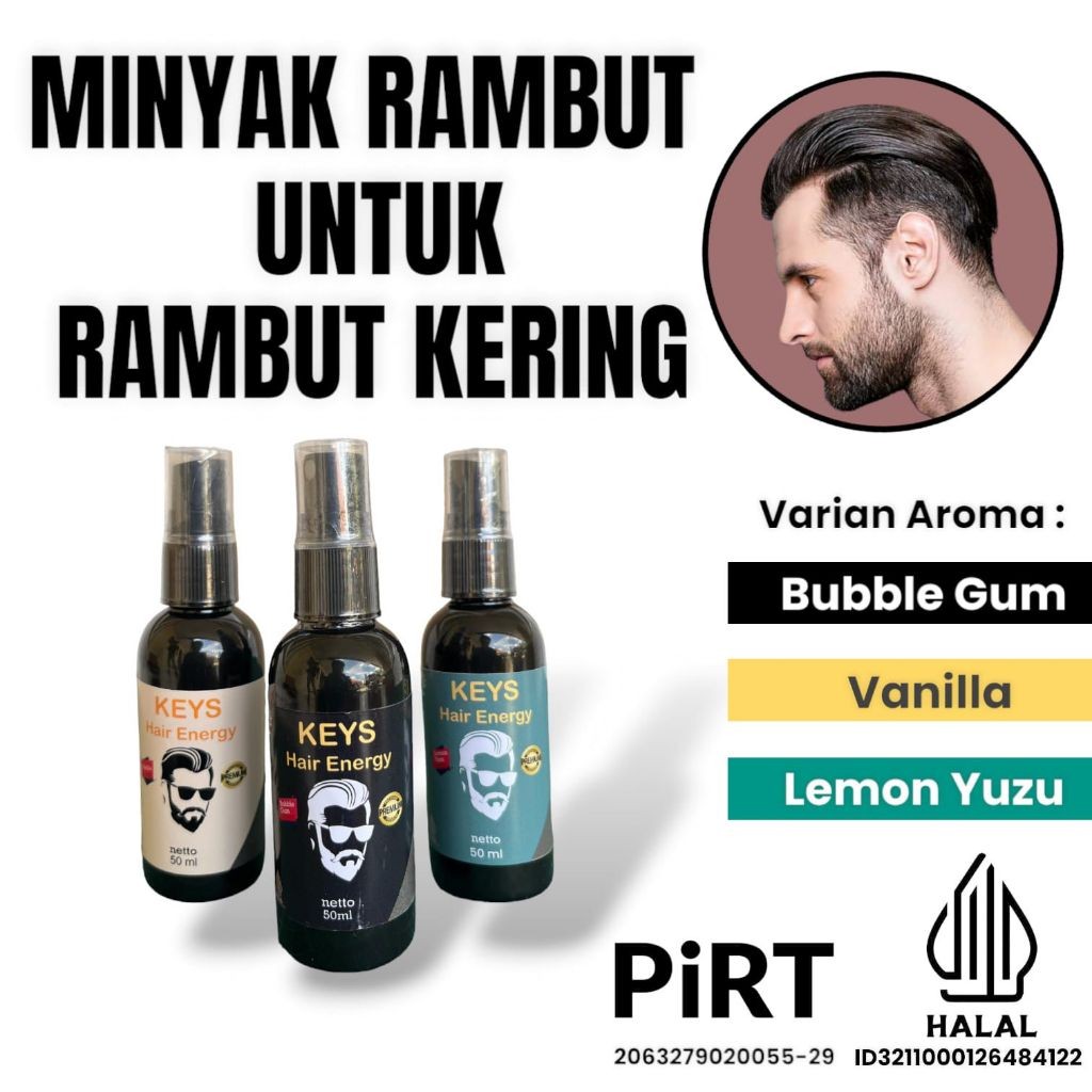 Minyak Rambut Pria Spray Keys Hair Energy 50ml Wangi Sepanjang Hari